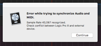 error while trying to synchronize audio and midi